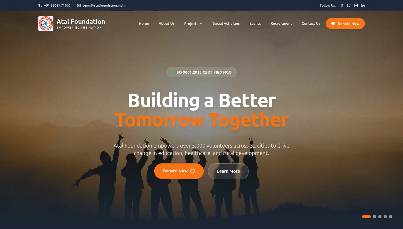 Atal Foundation website screenshot