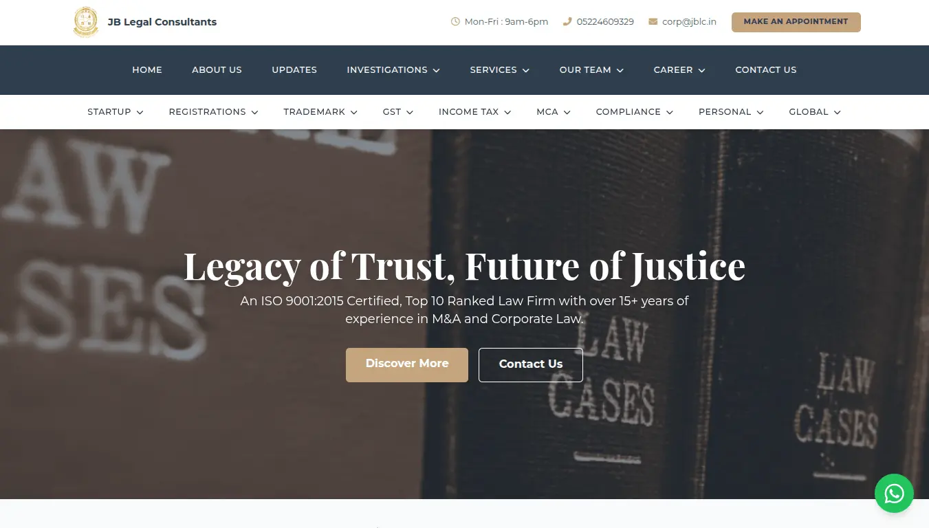 JBLC business website screenshot