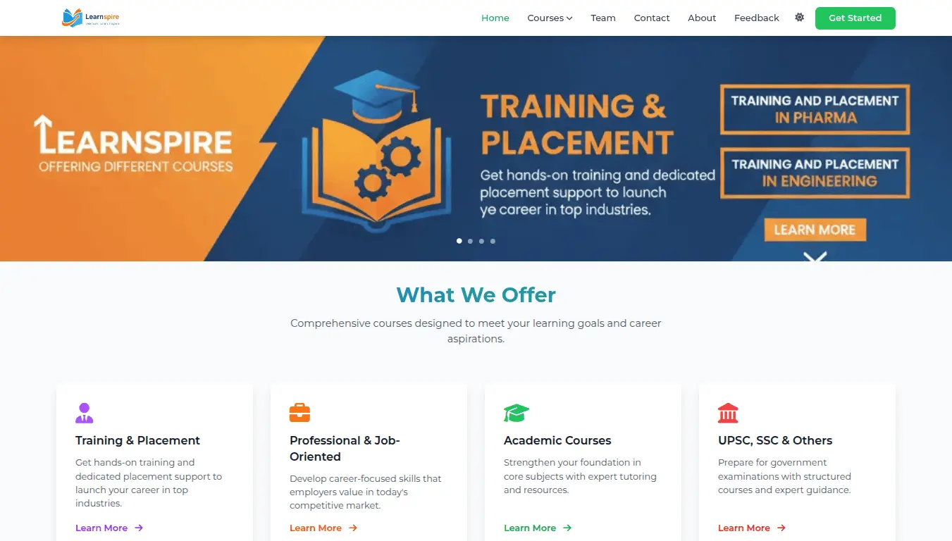 LearnSpire educational platform screenshot