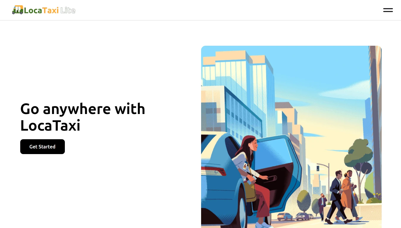 Locataxi Lite ride booking platform screenshot