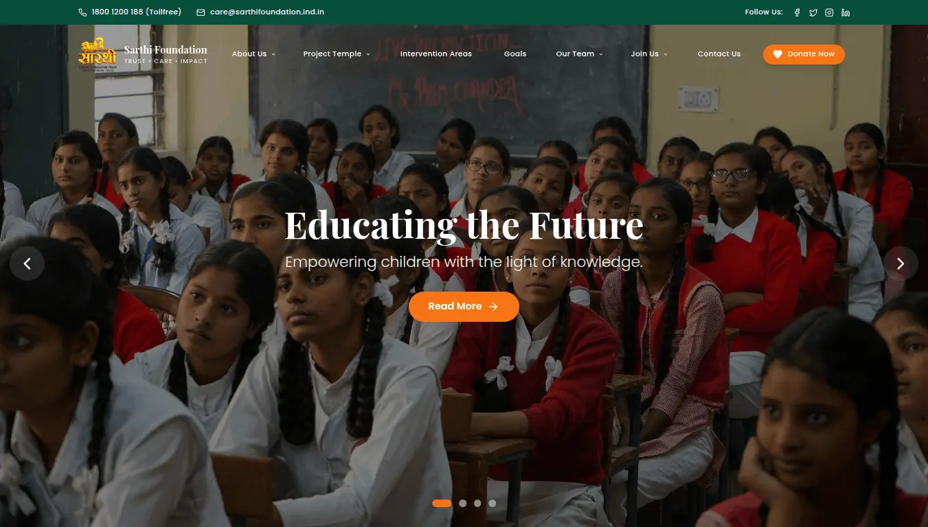 Sarthi Foundation website screenshot